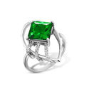 Кольцо,Серебро,с вставкой Наноизумруд Белая,Зеленая цвета,РОССИЯ