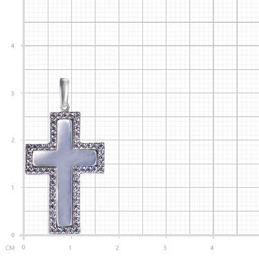 Серебряный нательный Католический крест, перламутр, фианиты