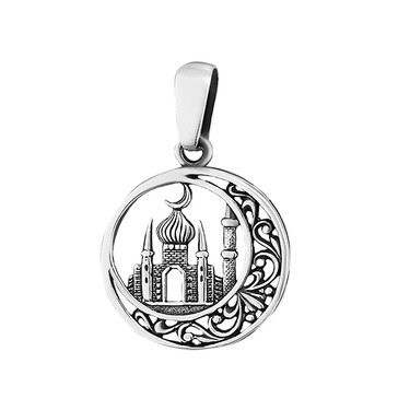 Серебряная подвеска мусульманская Мечеть, оксид
