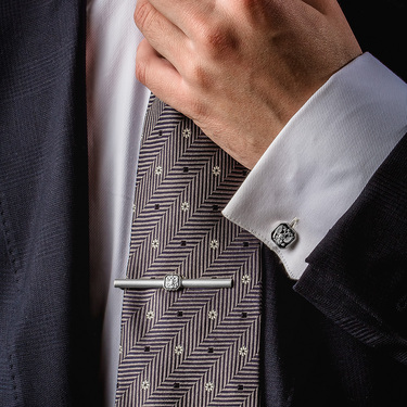 Серебряные запонки Герб России, в родии