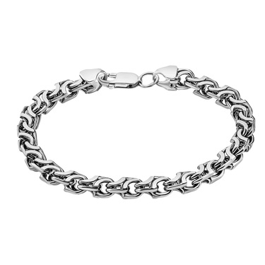 Серебряный мужской браслет, плетение квадратный Бисмарк с чернением, ширина 6,6 мм