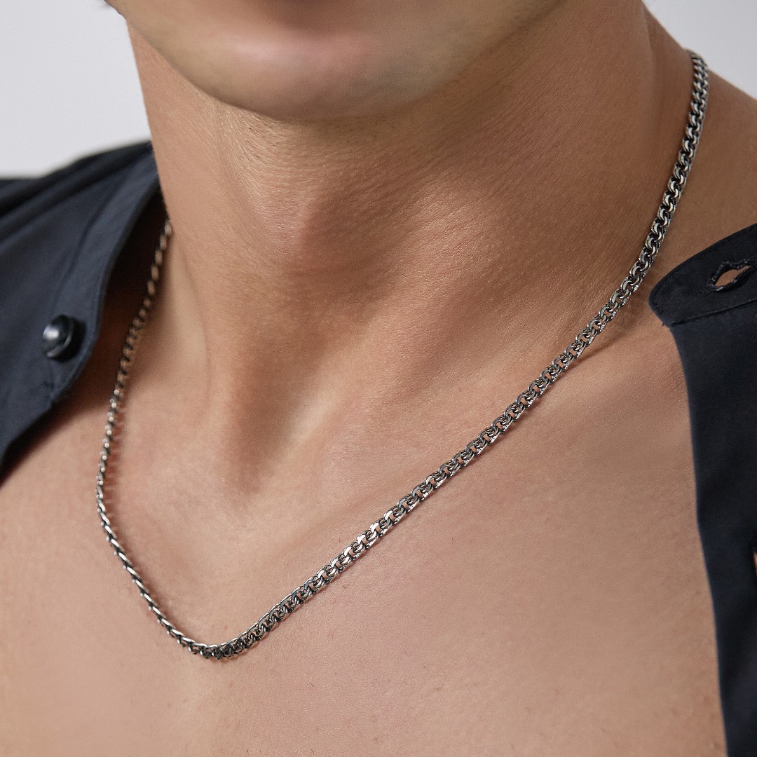 Цепочка на шею,Серебро,с замком Карабинный,РОССИЯ