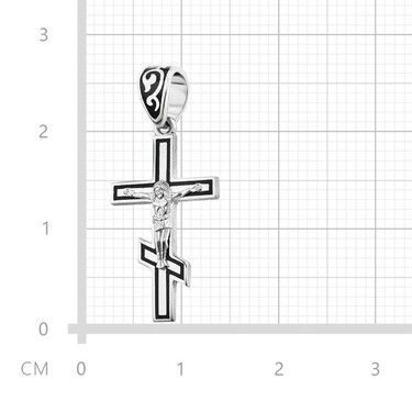 Серебряный женский крестик, покрытие эмаль черная