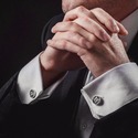 Серебряные запонки  Запонки,Серебро,с вставкой Эмаль Черная цвета,РОССИЯ