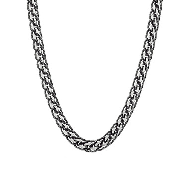 Серебряная цепочка плетение бисмарк с гранью, с оксидированием, ширина 6 мм