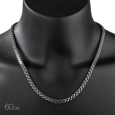 Серебряная цепочка плетение бисмарк с гранью, с оксидированием, ширина 6 мм