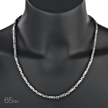 Серебряная мужская литая цепь с гранями, оксидирование, ширина 5 мм