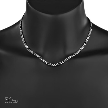 Серебряная цепочка, плетение Картье, покрытие родий, ширина 4,5 мм