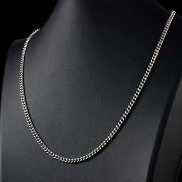 Серебряная цепочка, плетение панцирное, родированая, ширина 3,4 мм