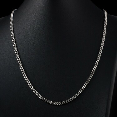 Серебряная цепочка, плетение панцирное, родированая, ширина 3,4 мм