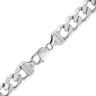 Широкая серебряная цепочка для мужчин, плетение Панцирь с родием, ~150 грамм, ширина 1,3 см