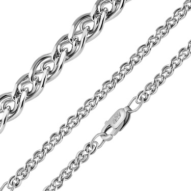 Женская серебряная цепочка, плетение Нонна, родированная, ширина 2 мм