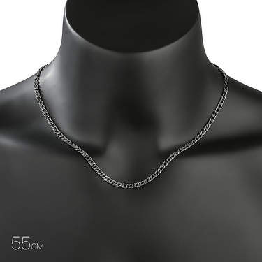 Серебряная цепочка, плетение Двойной ромб, оксидирование, ширина 4 мм