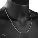 Серебряная цепь, плетение ручной бисмарк покрытие оксид, ширина 3,6 мм Цепочка на шею,Серебро,с замком Карабинный,РОССИЯ