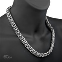 Серебряная толстая мужская цепь, плетение Круглый Бисмарк, ~200 грамм, чернение, ширина 1,4см Цепочка на шею,Серебро,с замком Карабинный,РОССИЯ