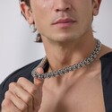 Серебряная толстая мужская цепь, плетение Круглый Бисмарк, ~200 грамм, чернение, ширина 1,4см Цепочка на шею,Серебро,с замком Карабинный,РОССИЯ
