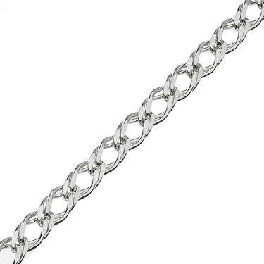 Серебряная цепочка плетение двойной ромб, покрытие родием, ширина 6 мм