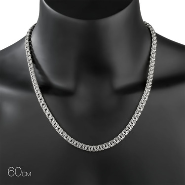 Серебряная цепь, плетение Бисмарк, оксидирование, ширина 6,7 мм