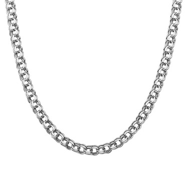 Серебряная цепочка, плетение Бисмарк, родированая, ширина 4,5 мм