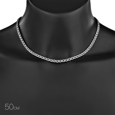 Серебряная цепочка, плетение Бисмарк, родированая, ширина 4,5 мм