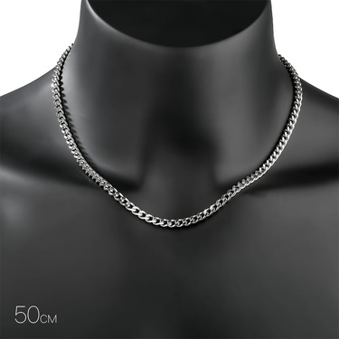 Серебряная цепочка плетение панцирное, покрытие родием, ширина 5 мм