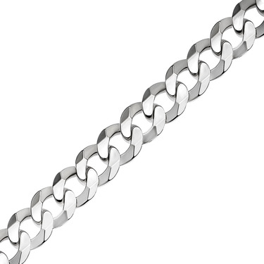 Серебряная цепь мужская, плетение панцирь, родирование, ширина 0,8 см