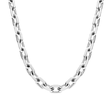 Серебряная мужская цепочка, плетение якорное, покрытие родий, ширина 6 мм