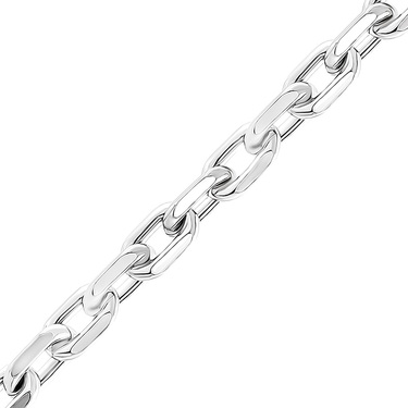 Серебряная мужская цепочка, плетение якорное, покрытие родий, ширина 6 мм