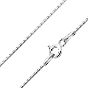 Серебряная цепочка, плетение снейк с гранью, покрытие родий, ширина 0,9 мм