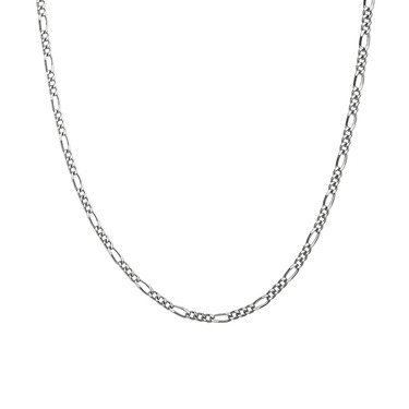 Серебряная цепочка плетение Картье (Фигаро), покрытие родием, ширина 2,2 мм