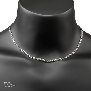 Серебряная цепочка, плетение Московский Бисмарк, родий, ~10 грамм, ширина 3,5 мм