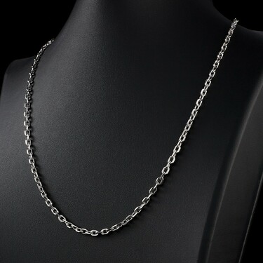 Серебряная цепочка, плетение Якорное, родированая, ширина 3,5 мм