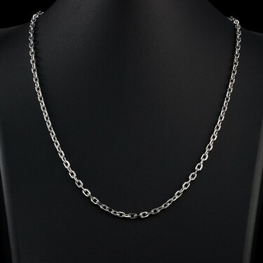 Серебряная цепочка, плетение Якорное, родированая, ширина 3,5 мм