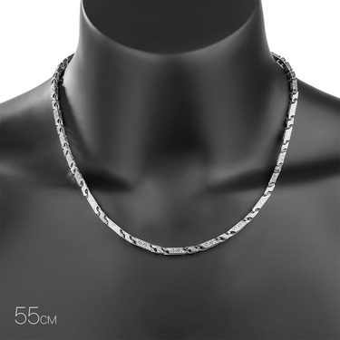 Серебряная мужская литая цепь с гранями, покрытие родием, ширина 5 мм