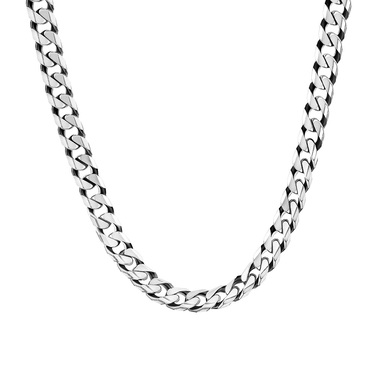 Серебряная цепочка, плетение панцирное шайн, покрытие родием с чернением, ширина 6,5 мм