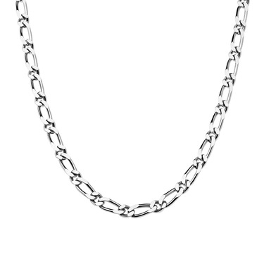 Серебряная цепочка, плетение Картье (Фигаро) 1+1, родированая, ширина 5 мм