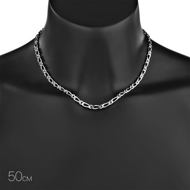 Серебряная цепочка, плетение Картье (Фигаро) 1+1, родированая, ширина 5 мм