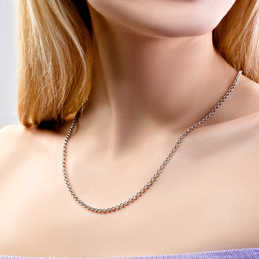 Серебряная цепочка, плетение Бельцер, родированая, ширина 3 мм