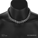 Серебряная толстая мужская цепь, плетение Круглый Бисмарк, чернение, ширина 1,3 см Цепочка на шею,Серебро,с замком Карабинный,РОССИЯ