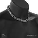 Серебряная толстая мужская цепь, плетение Круглый Бисмарк, чернение, ширина 1,3 см Цепочка на шею,Серебро,с замком Карабинный,РОССИЯ