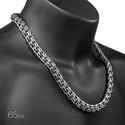 Серебряная толстая мужская цепь, плетение Круглый Бисмарк, чернение, ширина 1,3 см Цепочка на шею,Серебро,с замком Карабинный,РОССИЯ