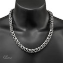 Серебряная толстая мужская цепь, плетение Круглый Бисмарк, чернение, ширина 1,3 см Цепочка на шею,Серебро,с замком Карабинный,РОССИЯ