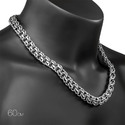 Серебряная толстая мужская цепь, плетение Круглый Бисмарк, чернение, ширина 1,3 см Цепочка на шею,Серебро,с замком Карабинный,РОССИЯ