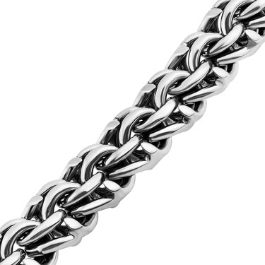 Серебряная толстая мужская цепь, плетение Круглый Бисмарк, чернение, ширина 1,3 см