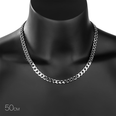 Серебряная цепь родированая, плетение Панцирное, ширина 7,5 мм