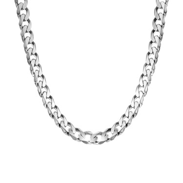 Серебряная цепь родированая, плетение Панцирное, ширина 7,5 мм