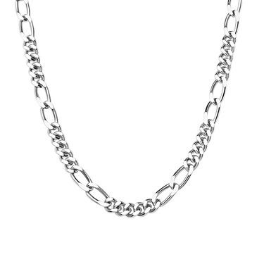 Серебряная цепочка, плетение Картье (Фигаро) 2+5, родированая, ширина 5,4 мм