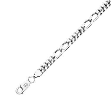 Серебряная цепочка, плетение Картье (Фигаро) 2+5, родированая, ширина 5,4 мм