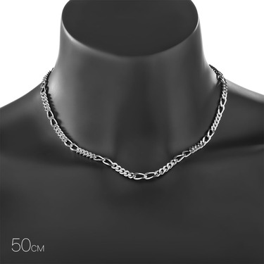 Серебряная цепочка, плетение Картье (Фигаро) 2+5, родированая, ширина 5,4 мм