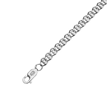 Серебряная цепочка, плетение Лав, родированая, ширина 5,4 мм